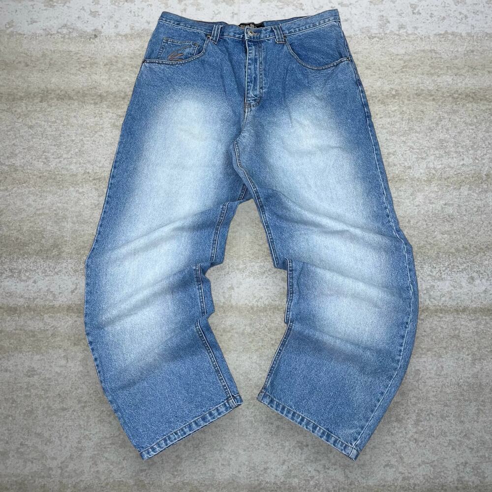 Vintage Y2K Webs Skater Jeans 38x34 Baggy Wide Leg Light Wash Denim Rap Style - Picture 2 of 4